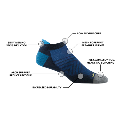 Darn Tough Men's No Show Lightweight Running Socks - 88 Gear