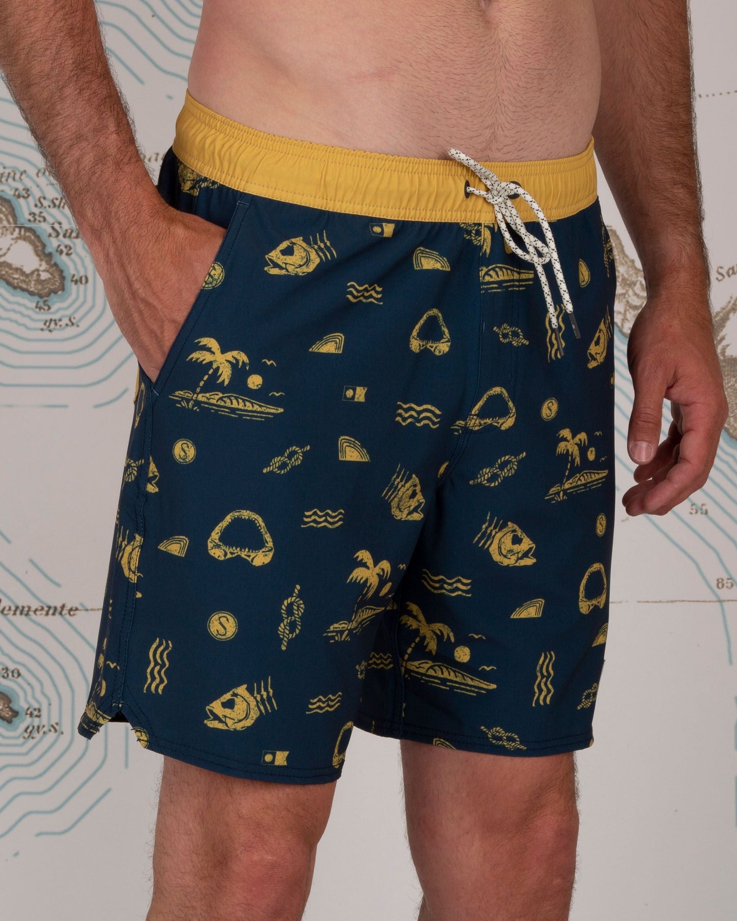 Salty Crew Island Days Navy/Gold Elastic Boardshort