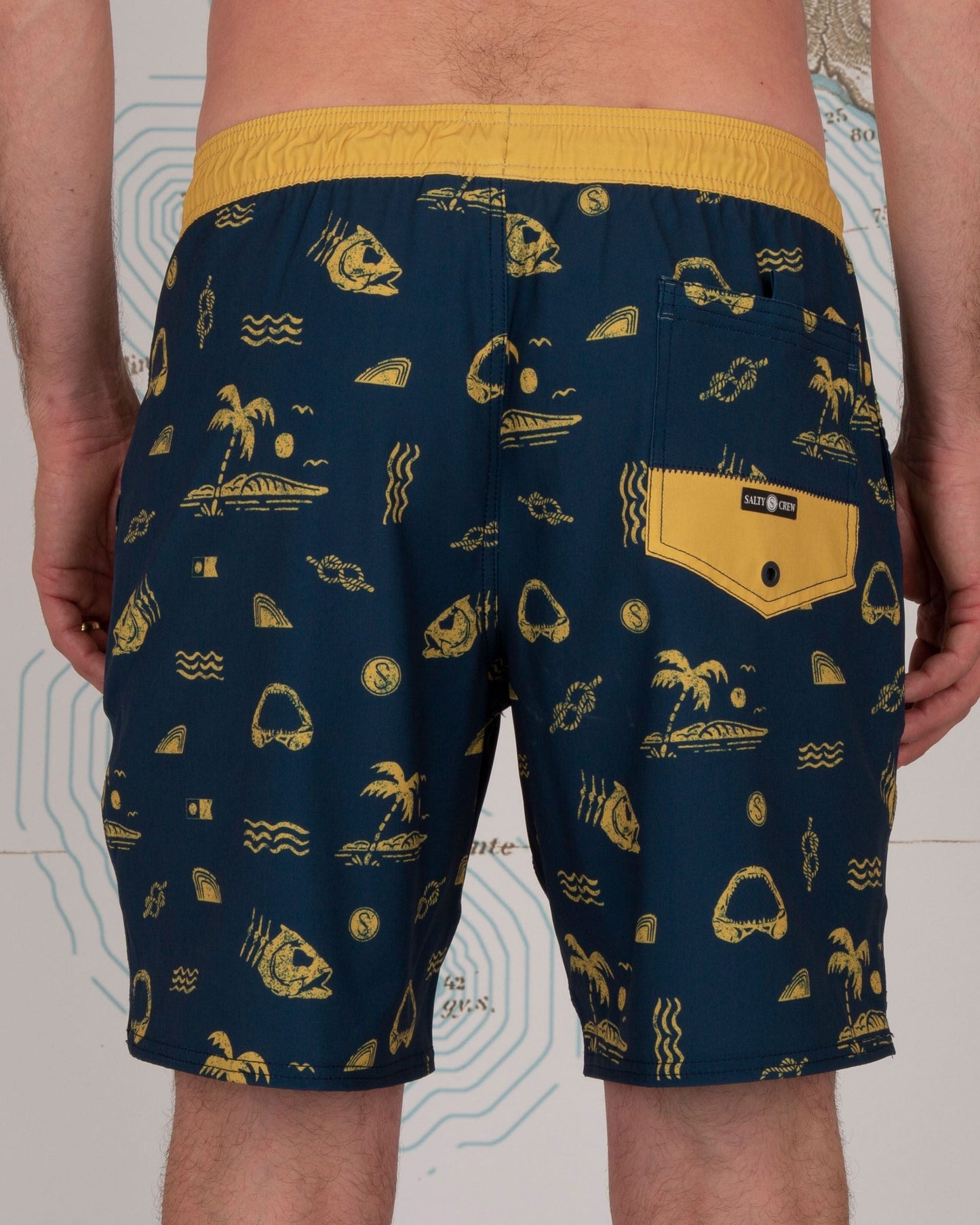 Salty Crew Island Days Navy/Gold Elastic Boardshort